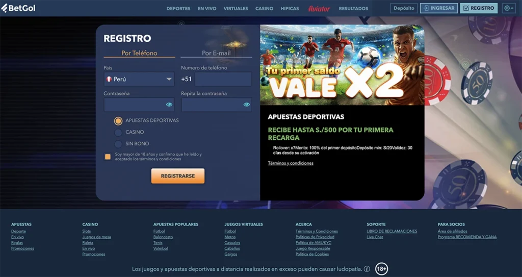 registrarse y acceso al casino